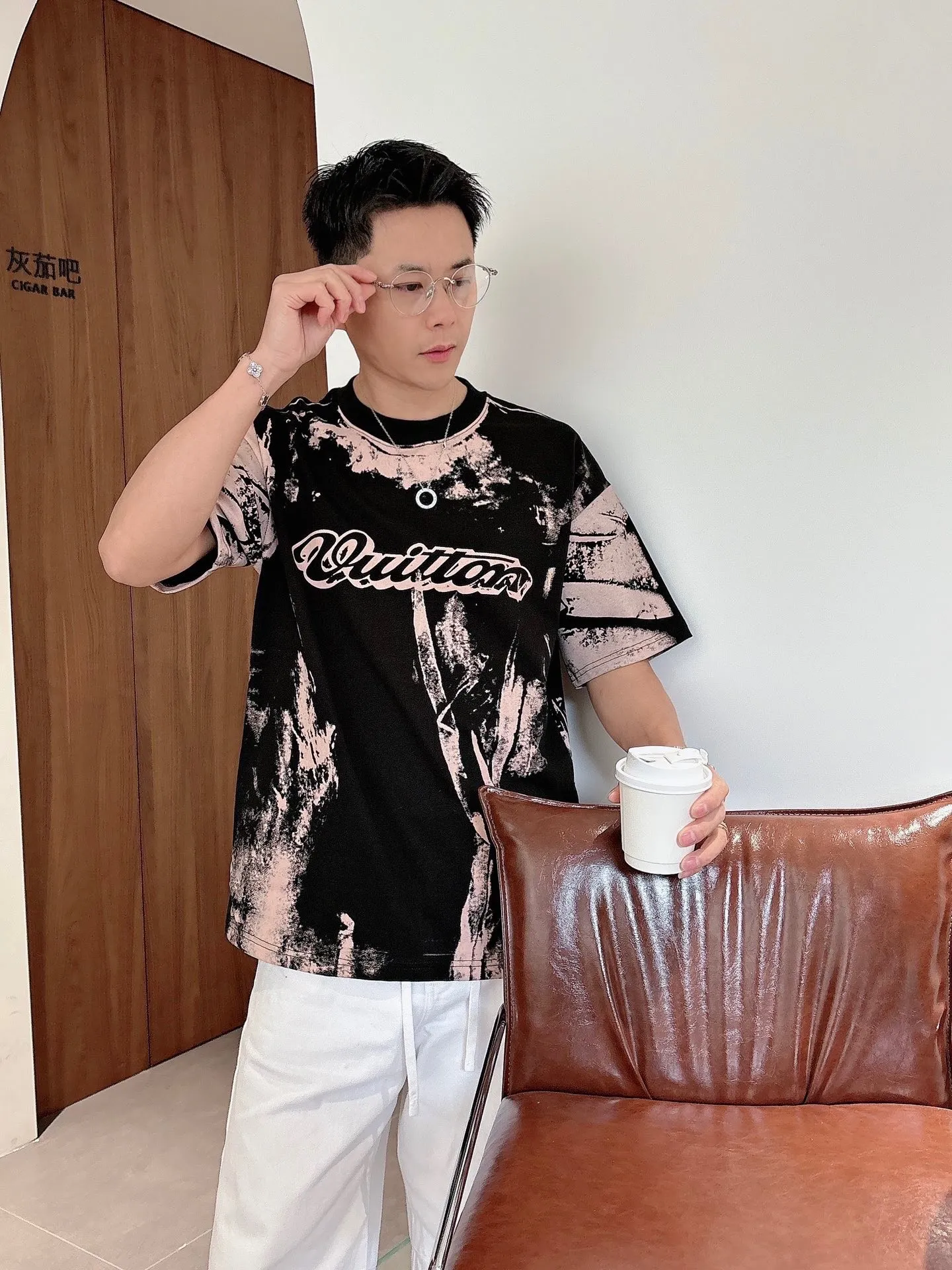 Louis Vuitton/Louis Vuitton optical illusion tie-dye printed short sleeves